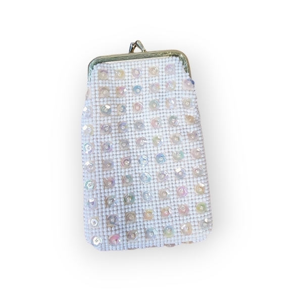 Vintage Beaded and Sequins Kiss Lock Bag Coin Purse Evening Made in Hong Kong - Picture 3 of 17